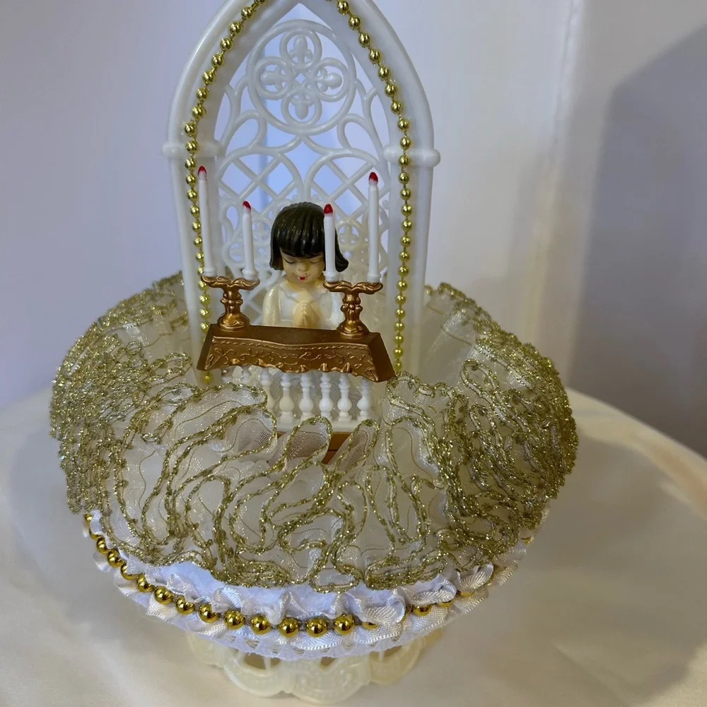 Elegant Gold and White Prayer Candle Holder